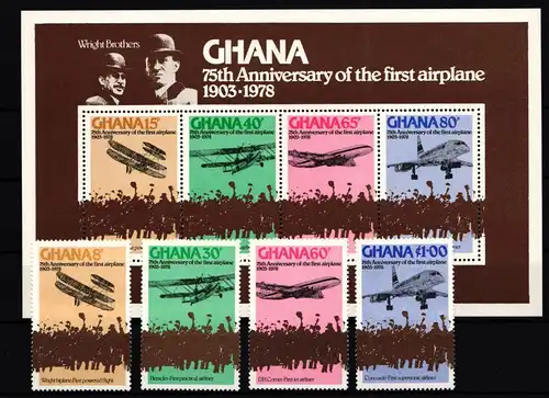 Ghana 738-741 und Block 75 postfrisch Luftfahrt #GY647