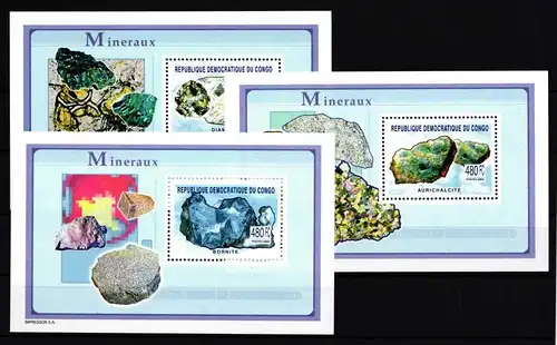 Kongo (Kinshasa) 1767-1769 postfrisch Einzelblöcke / Mineralien #GY763