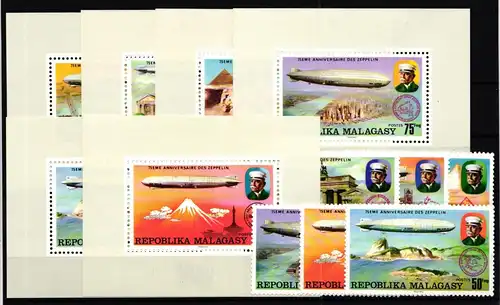 Madagaskar 783-788 und Einzelblöcke postfrisch Zeppelin #GY691