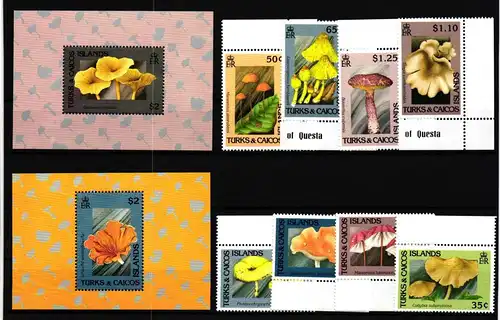 Turks und Caicos Inseln 1009-1016 und Block 105 und 106 postfrisch Pilze #GY851