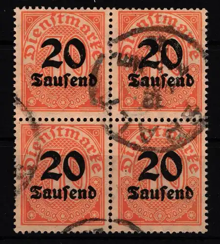 Deutsches Reich Dienstmarken 90 gestempelt 4er Block, geprüft Infla BPP #HJ754