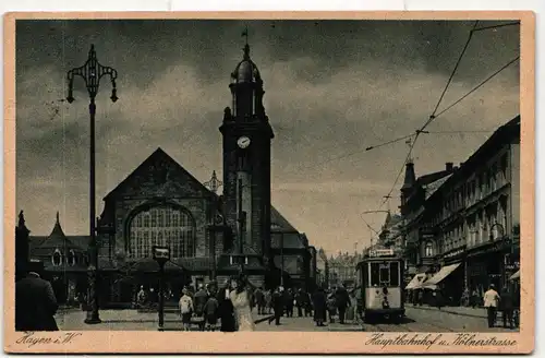 AK Hagen i. W. Hauptbahnhof u. Kölnerstrasse 1924 #PM322