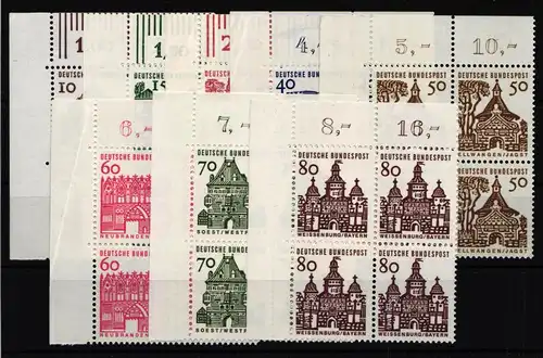 BRD 454-461 postfrisch je als 4er Eckrandblock, einheitlich oben links #HJ569