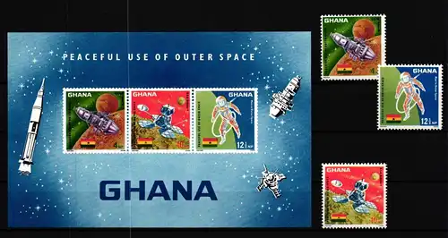 Ghana 310-312 und Block 26 postfrisch Raumfahrt #GY911