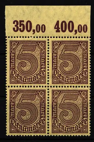 Deutsches Reich Dienstmarken 33P OR postfrisch Oberrand 4er Block #HT806