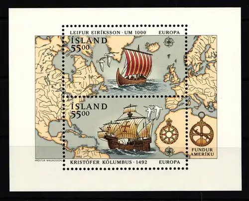 Island Block 13 postfrisch Cept-Block 1992 #HT284