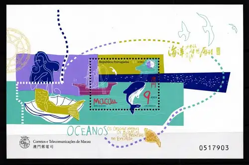 Macau Block 55 mit 971 postfrisch Tiere Wale #HD908