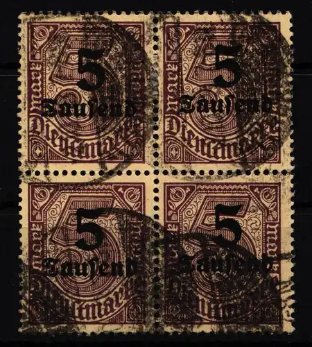 Deutsches Reich Dienstmarken 89 gestempelt 4er Block, geprüft Infla BPP #HJ771