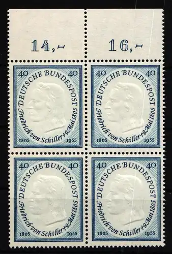 BRD 210 postfrisch 4er Block vom Oberrand durchgezähnt #HJ530