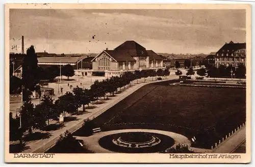 AK Darmstadt Hauptbahnhof mit Anlagen 1929 #PM244