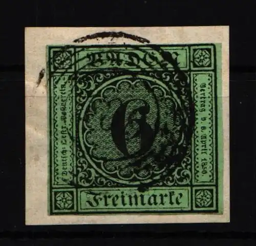 Baden 3 a gestempelt doppelt tiefst geprüft Pfenninger, Prachtstück #HT581