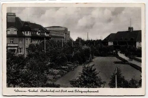 AK Wanne-Eickel Bahnhof mit Post und Telegraphenamt 1941 #PM351