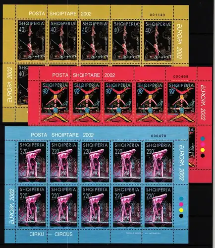 Albanien Kleinbögen 2866-2868 postfrisch CEPT 2002 #GU482
