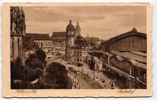 AK Köln am Rhein Bahnhof 1927 #PM274