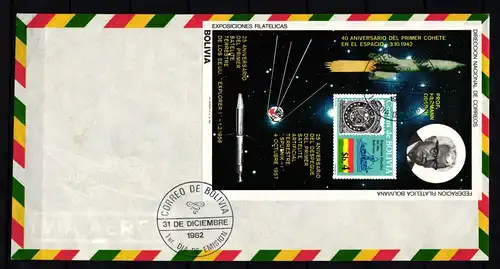 Bolivien Block 130 gestempelt als FDC / Raumfahrt #HP214
