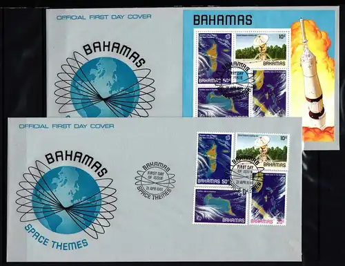 Bahamas 476-479 und Block 32 gestempelt als FDC / Raumfahrt #HP221