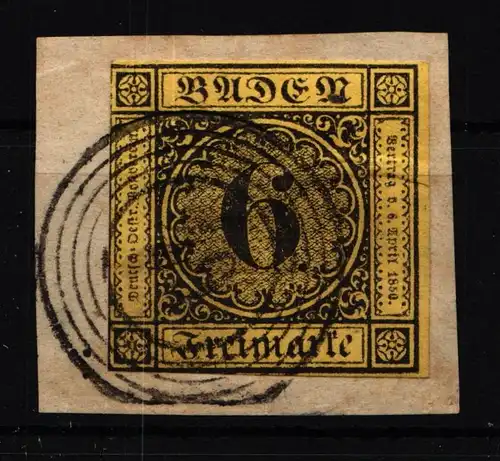 Baden 7 gestempelt leichte Mängel links berührt #HT201