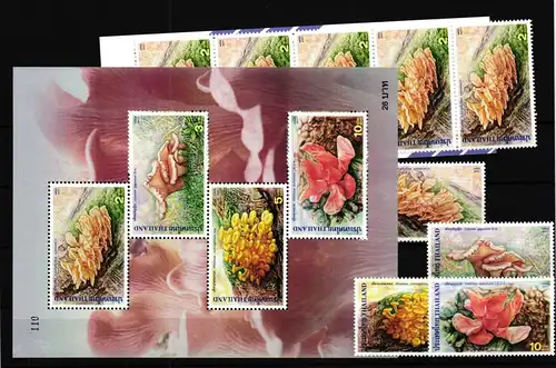 Thailand 2086-2089 und Markenheft und Block 146 postfrisch Pilze #GY954