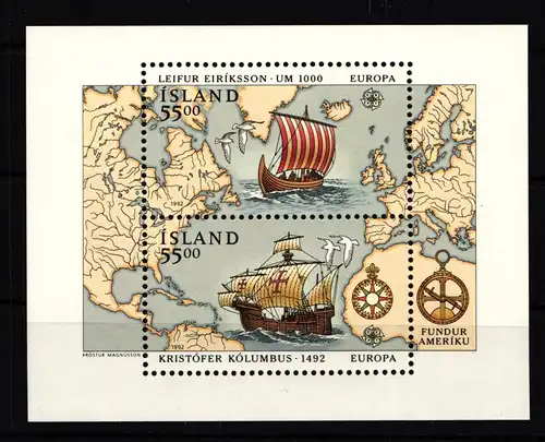 Island Block 13 postfrisch Cept-Block 1992 #HT285