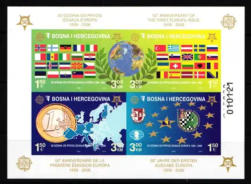 Bosnien Herzegowina Block 27 B DD postfrisch Dopeldruck der Kontrollnr. #HJ997