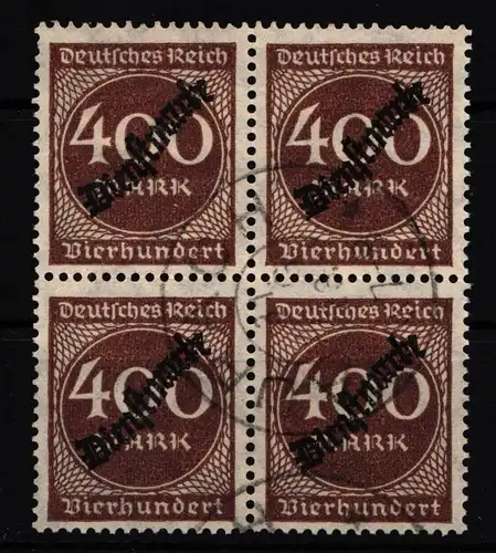 Deutsches Reich Dienstmarken 80 gestempelt 4er Block, geprüft Infla BPP #HJ756