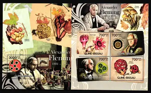 Guinea Bissau 6097-6100 und Block 1082 postfrisch Kleinbogen / Pilze #HP083