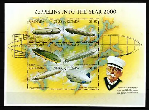 Grenada 3290-3295 postfrisch Kleinbogen / Zeppelin #HP101