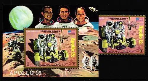 Ajman 1116 und Block 319 postfrisch Raumfahrt #HP445