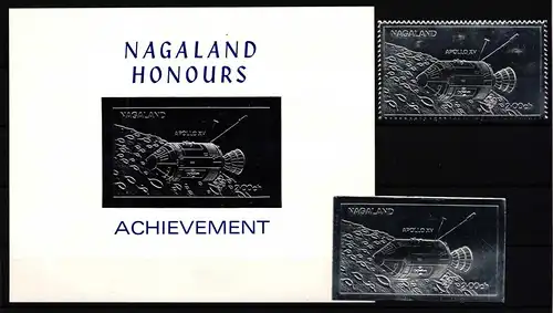 Indien - Nagaland A+B und Einzelblock B postfrisch APOLLO 15 / Raumfahrt #HP476