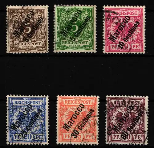 Deutsche Auslandspostämter Marokko 1-6 gestempelt #HS686