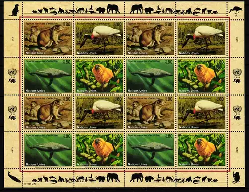 UNO Genf Kleinbogen 245-248 postfrisch Gefährdete Arten #GW770