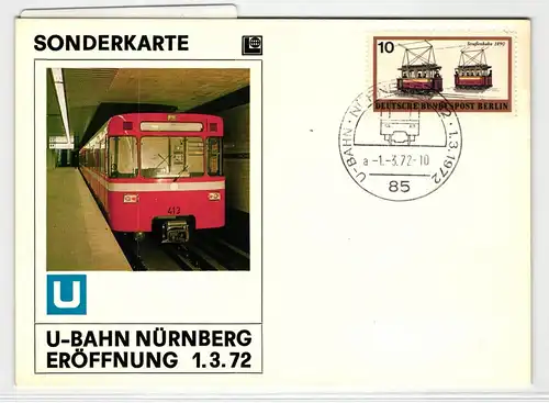 Berlin 380 auf Postkarte U-Bahn-Eröffnung Nürnberg #HT706