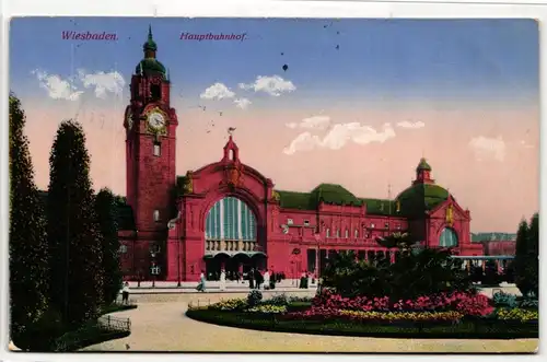 AK Wiesbaden Hauptbahnhof 1914 #PM354