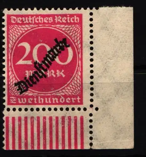 Deutsches Reich Dienstmarken 78 postfrisch Ecke unten rechts #HT840