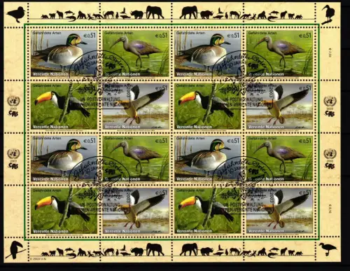 UNO Wien ZD-Bogen 389-392 gestempelt gefährdete Tierarten #GW796