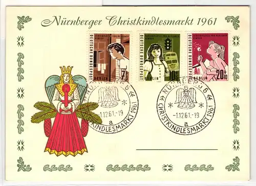 Berlin 193-195 auf Postkarte Christkindelmarkt Nürnberg #HT690