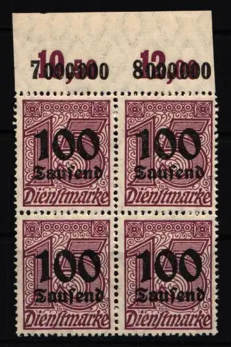 Deutsches Reich Dienstmarken 92P OR postfrisch 4er Block #HT860