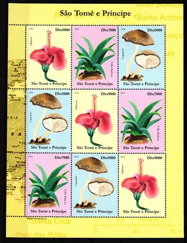 Sao Tome e Principe postfrisch Vignettenkleinbogen / Pilze #GY974