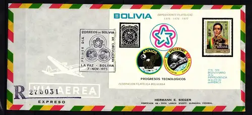 Bolivien Block 60 gestempelt als FDC / Raumfahrt #HP215