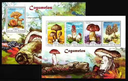 Guinea Bissau 7331-7334 und Block 1285 postfrisch Kleinbogen / Pilze #GY943