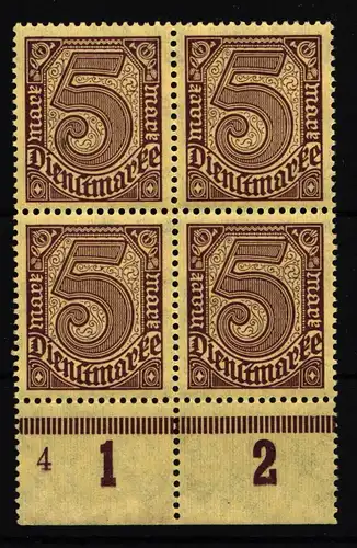 Deutsches Reich Dienstmarken 33 postfrisch Unterrand 4er Block #HT809