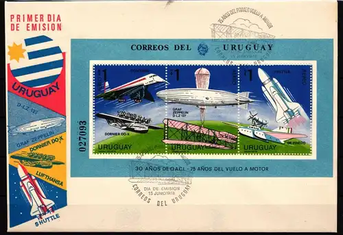 Uruguay Block 38 gestempelt als FDC / Raumfahrt #HP184
