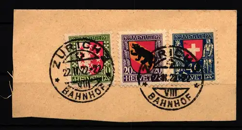 Schweiz 172-174 gestempelt auf Briefstück, tadellos #HT950