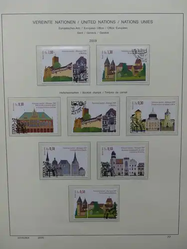 Vereinte Nationen 2009-2012 gestempelt besammelt im Schaubek Vordruck #LW498