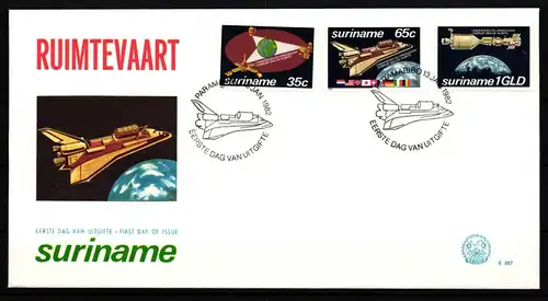 Surinam 967-969 gestempelt als FDC / Raumfahrt #HP197