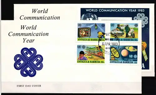 Antigua Barbuda 709-712 und Block 70 gestempelt als FDC / Raumfahrt #HP226