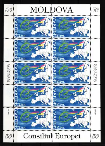 Moldawien 304 postfrisch als Kleinbogen, Europarat #HR061