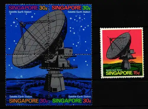 Singapur 142-146 postfrisch Viererblock / Raumfahrt #HP303