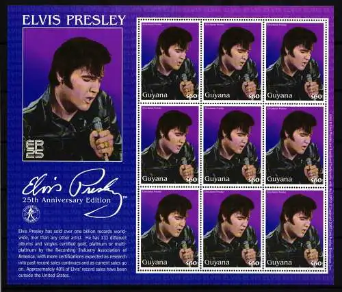 Guyana 7460 postfrisch Kleinbogen / Elvis Presley #HP849