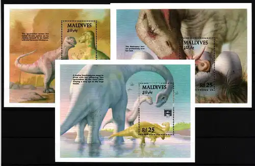 Malediven Block 238-240 postfrisch Prähistorische Tiere Dinosaurier #HR203